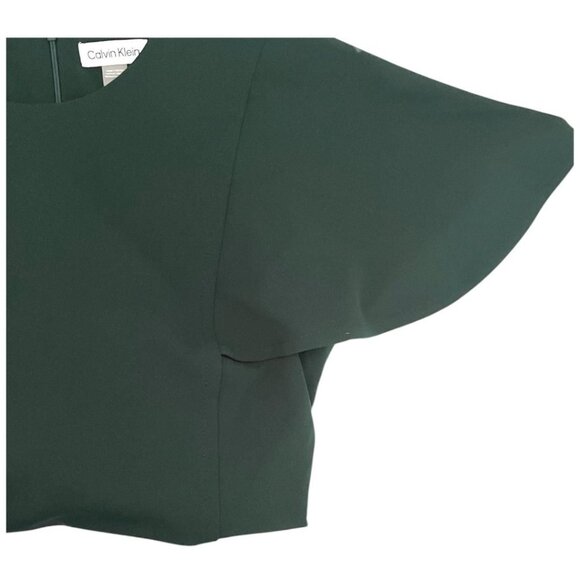 Calvin Klein Womens Dark Green Short Flutter Sleeve Sheath Midi Dress Sz 10 NWT - Picture 4 of 11